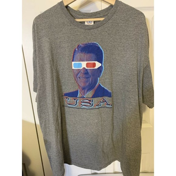 3D Ronald Reagan T Shirt Sz‎ 2XL Gray - Picture 6 of 7